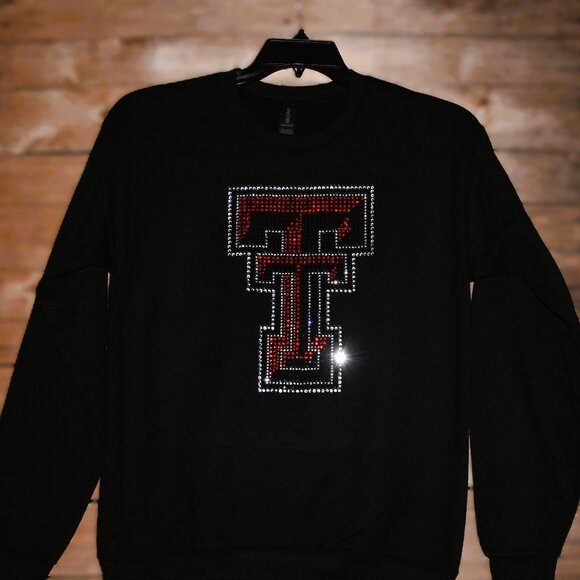 Texas Tech rhinestone bling black sweatshirt S M L XL 2X 3X 4X 5X - Picture 8 of 8